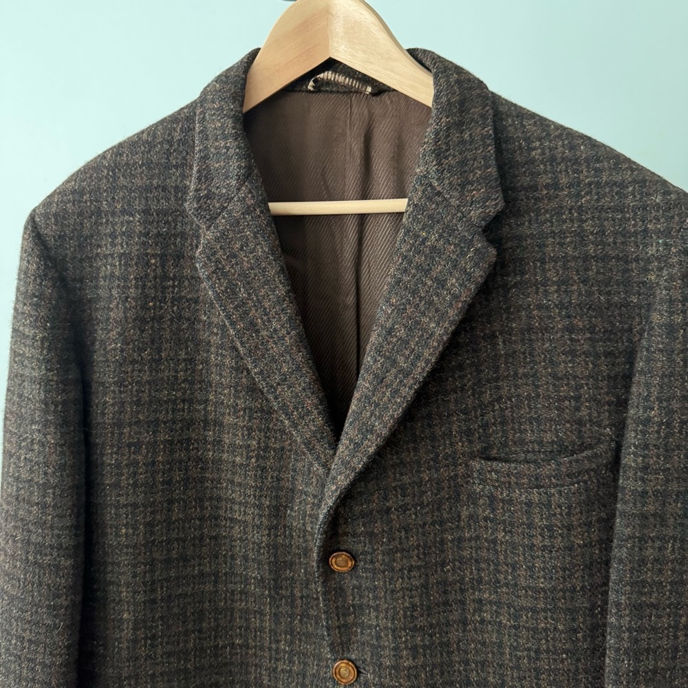 Vintage 1960s Burton Tailored Harris Tweed Blazer Jacket Pure Scottish Wool XL - Picture 3 of 16
